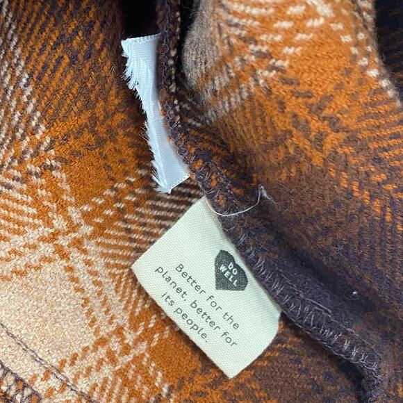 Madewell Flannel Shacket Plaid Shirt Jacket Button Down Saddle Brown Womens S - Picture 6 of 7